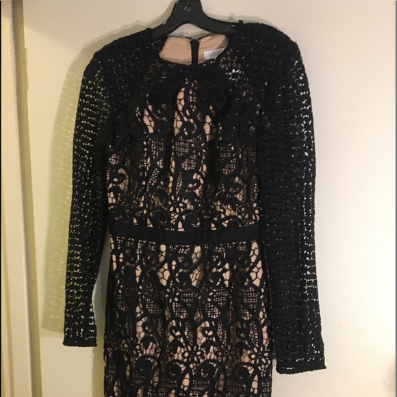 Black over nude lace formal frock - Picture 1 of 4